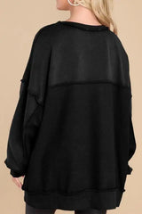 Buttoned Dropped Shoulder Sweatshirt - Trendsi - Flyclothing LLC