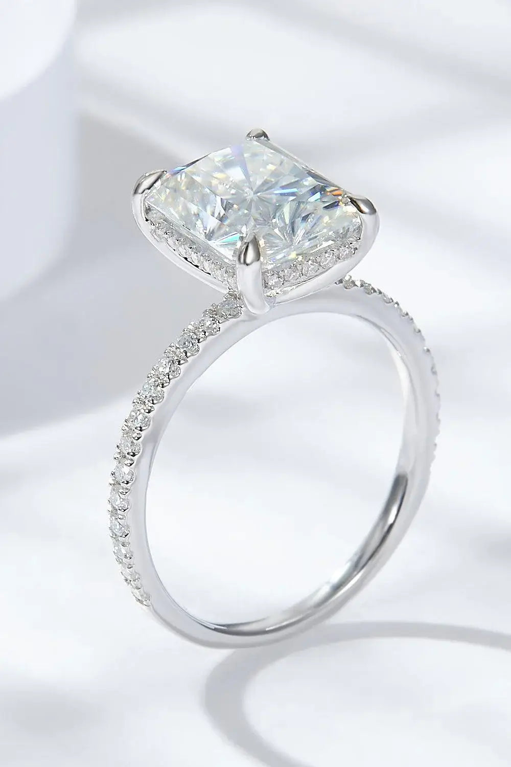 4 Carat Moissanite 4-Prong Side Stone Ring - Trendsi - Flyclothing LLC