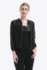 Openwork Zip Up Jacket - Trendsi - Flyclothing LLC