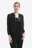 Openwork Zip Up Jacket - Trendsi
