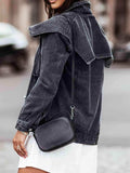 Collared Neck Button Down Denim Jacket - Trendsi - Flyclothing LLC