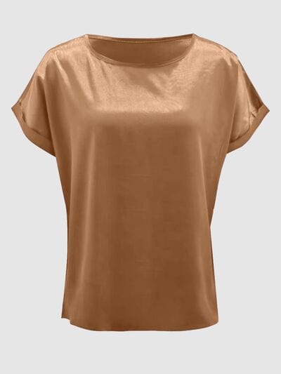 Round Neck Short Sleeve T-Shirt - Trendsi