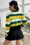 Striped Button Up Contrast Cropped Cardigan - Trendsi - Flyclothing LLC