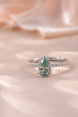 1.5 Carat Teardrop Shape Moissanite 925 Sterling Silver Ring - Trendsi - Flyclothing LLC