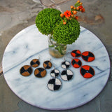 Maasai Bead Double Circle Dangle Earrings, White and Black - Jedando