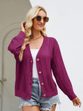 Button Down Ribbed Trim Cardigan - Trendsi
