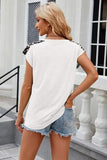 Leopard Round Neck Cap Sleeve T-Shirt - Trendsi