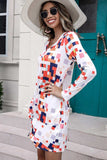 Rainbow Checker Twisted Long Sleeve Dress - Trendsi - Flyclothing LLC