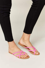 WILD DIVA Crisscross PU Leather Open Toe Sandals - Trendsi - Flyclothing LLC