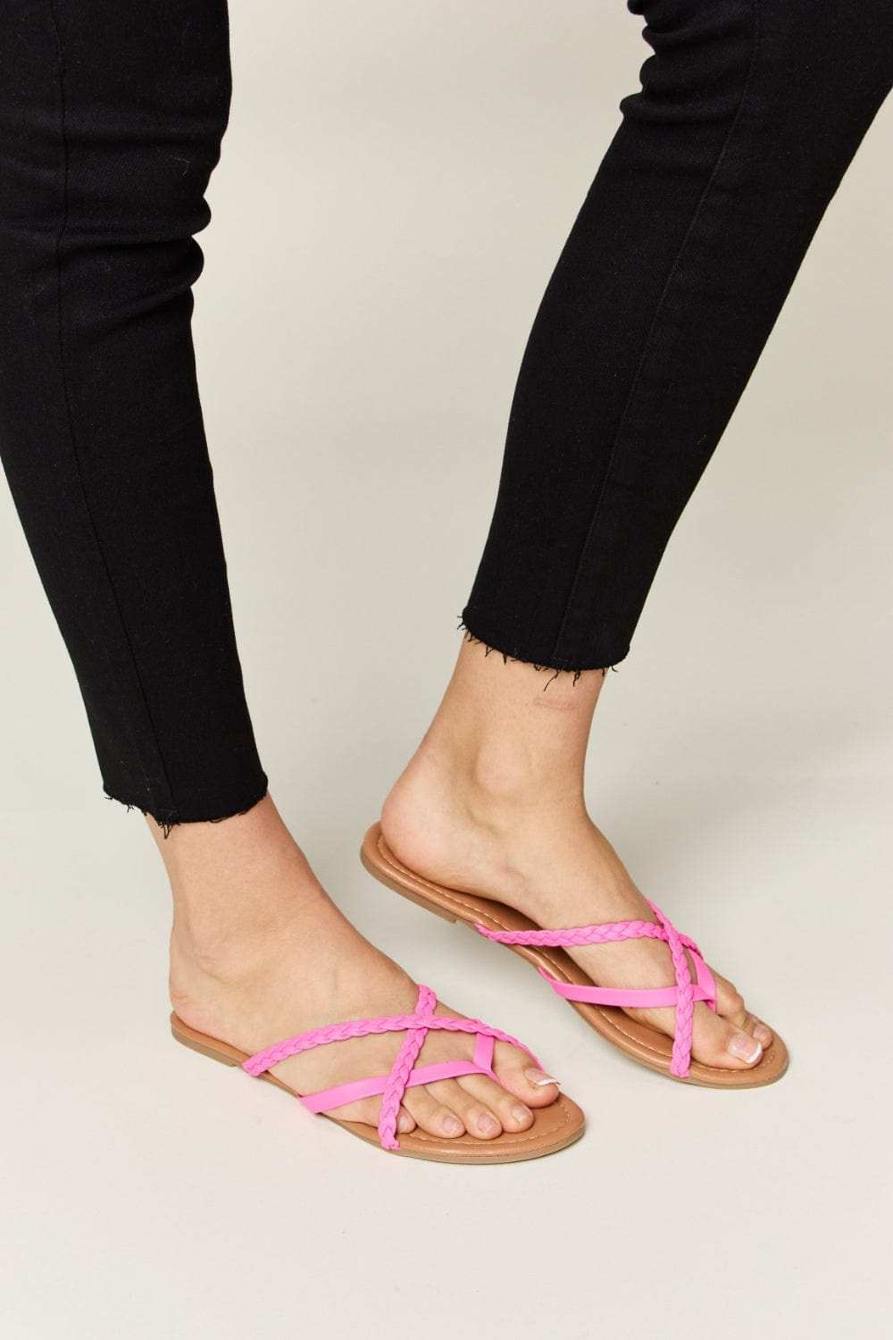 WILD DIVA Crisscross PU Leather Open Toe Sandals - Trendsi - Flyclothing LLC