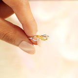 Feather 925 Sterling Silver Zircon Ring - Trendsi
