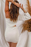 One-Shoulder Balloon Sleeve Dress - Trendsi