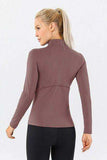 Mock Neck Quarter Zip Active T-Shirt - Trendsi - Flyclothing LLC