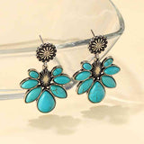 Artificial Turquoise Flower Earrings - Trendsi - Flyclothing LLC