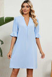 Notched Flounce Sleeve Mini Dress - Trendsi - Flyclothing LLC