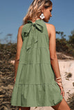 Tie Back Sleeveless Tiered Dress - Trendsi