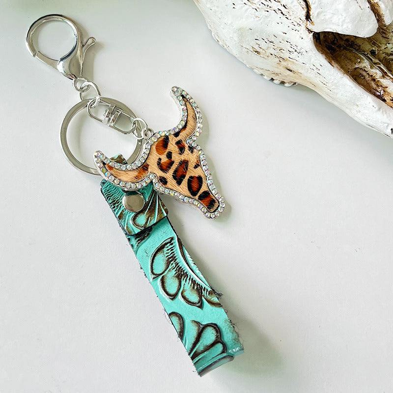 Rhinestone Bull Keychain - Trendsi