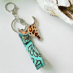 Rhinestone Bull Keychain - Trendsi