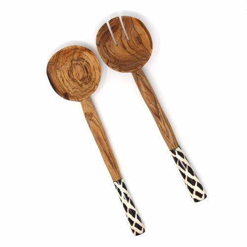 Olive Serving Set with Bone Handles 11 inch - Jedando - Flyclothing LLC