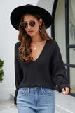 V-Neck Center Seam Sweater - Trendsi - Flyclothing LLC