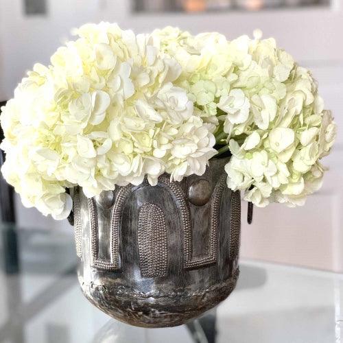Hammered Metal Container with Round Handles - Croix des Bouquets - Flyclothing LLC