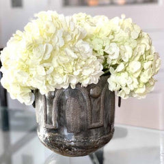 Hammered Metal Container with Round Handles - Croix des Bouquets - Croix des Bouquets