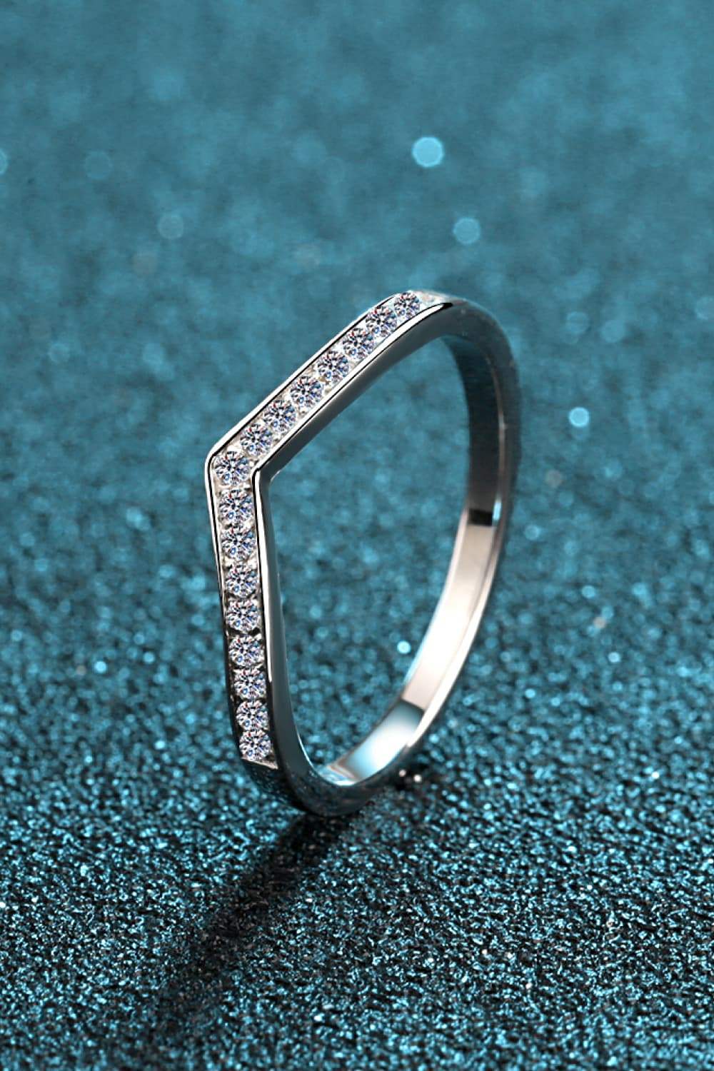 Minimalist Moissanite Rhodium-Plated Ring - Trendsi - Flyclothing LLC