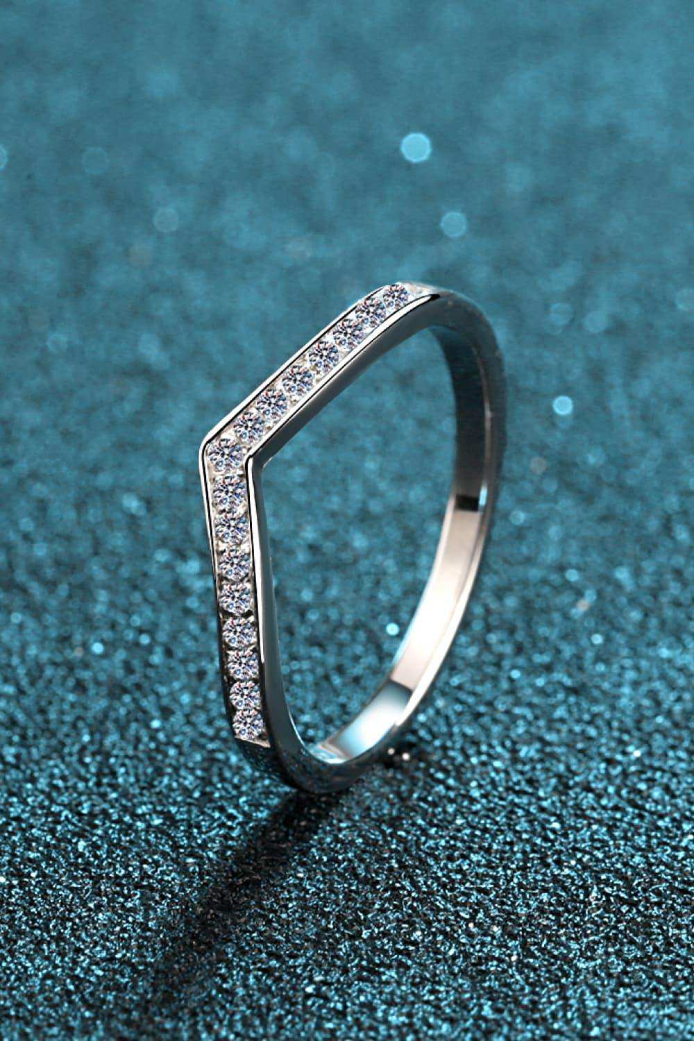 Minimalist Moissanite Rhodium-Plated Ring - Trendsi - Flyclothing LLC