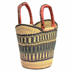 Bolga Tote, Neutrals with Leather Handle - 14-inch - Gitzell