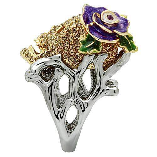 Alamode Gold+Ruthenium White Metal Ring with Top Grade Crystal in Citrine Yellow - Alamode - Flyclothing LLC