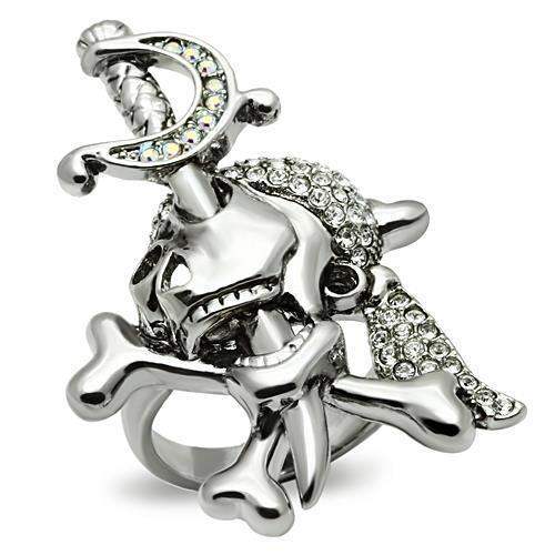 Alamode Ruthenium White Metal Ring with Top Grade Crystal in Clear - Alamode - Flyclothing LLC