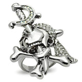 Alamode Ruthenium White Metal Ring with Top Grade Crystal in Clear - Alamode - Flyclothing LLC