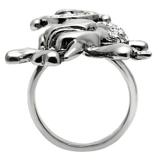 Alamode Ruthenium White Metal Ring with Top Grade Crystal in Clear - Alamode - Flyclothing LLC