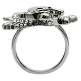 Alamode Ruthenium White Metal Ring with Top Grade Crystal in Clear - Alamode