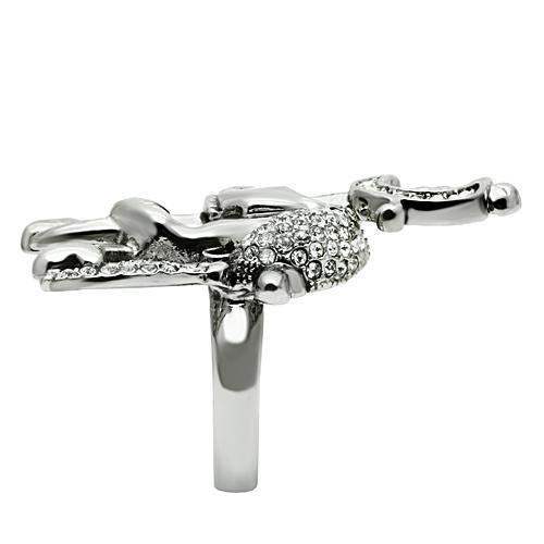 Alamode Ruthenium White Metal Ring with Top Grade Crystal in Clear - Alamode - Flyclothing LLC