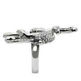 Alamode Ruthenium White Metal Ring with Top Grade Crystal in Clear - Alamode - Flyclothing LLC