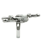 Alamode Ruthenium White Metal Ring with Top Grade Crystal in Clear - Alamode - Flyclothing LLC