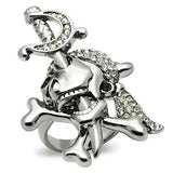Alamode Ruthenium White Metal Ring with Top Grade Crystal in Clear - Alamode