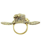 Alamode Gold White Metal Ring with Top Grade Crystal in Aurora Borealis (Rainbow Effect) - Alamode - Flyclothing LLC