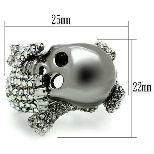 Alamode Rhodium + Ruthenium White Metal Ring with Top Grade Crystal in Aurora Borealis (Rainbow Effect) - Alamode - Flyclothing LLC