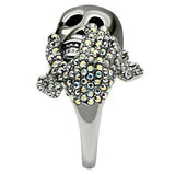 Alamode Rhodium + Ruthenium White Metal Ring with Top Grade Crystal in Aurora Borealis (Rainbow Effect) - Alamode - Flyclothing LLC