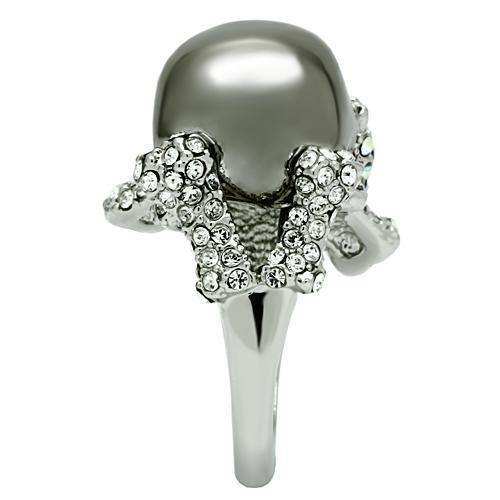 Alamode Rhodium + Ruthenium White Metal Ring with Top Grade Crystal in Aurora Borealis (Rainbow Effect) - Alamode - Flyclothing LLC