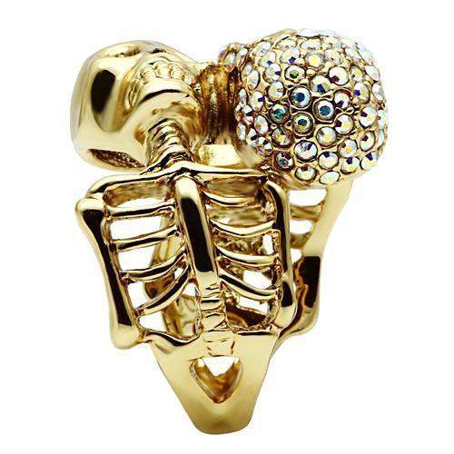 Alamode Gold White Metal Ring with Top Grade Crystal in Aurora Borealis (Rainbow Effect) - Alamode - Flyclothing LLC