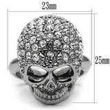 Alamode Rhodium White Metal Ring with Top Grade Crystal in Clear - Alamode - Flyclothing LLC