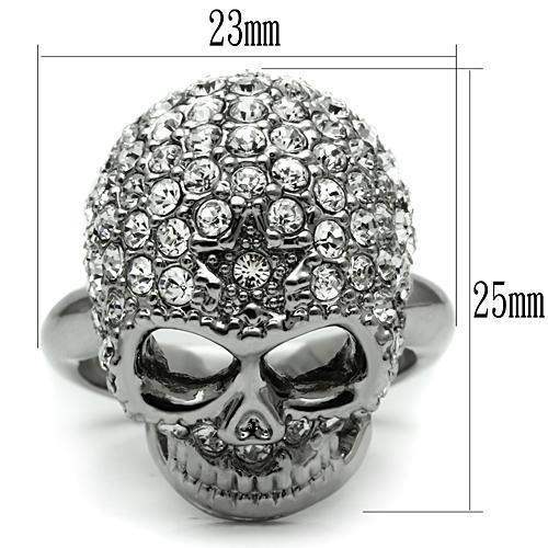 Alamode Rhodium White Metal Ring with Top Grade Crystal in Clear - Alamode - Flyclothing LLC