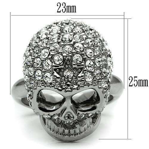 Alamode Rhodium White Metal Ring with Top Grade Crystal in Clear - Alamode - Flyclothing LLC