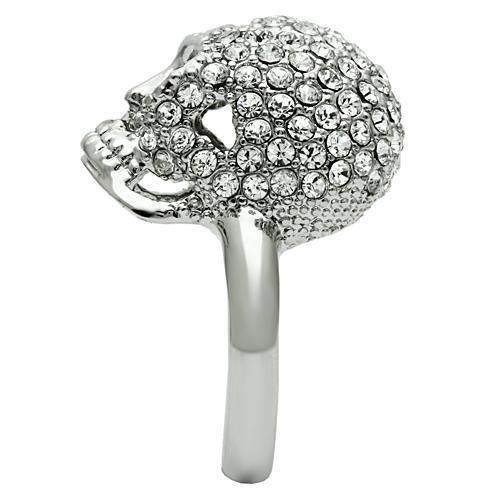 Alamode Rhodium White Metal Ring with Top Grade Crystal in Clear - Alamode - Flyclothing LLC