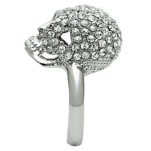 Alamode Rhodium White Metal Ring with Top Grade Crystal in Clear - Alamode - Flyclothing LLC