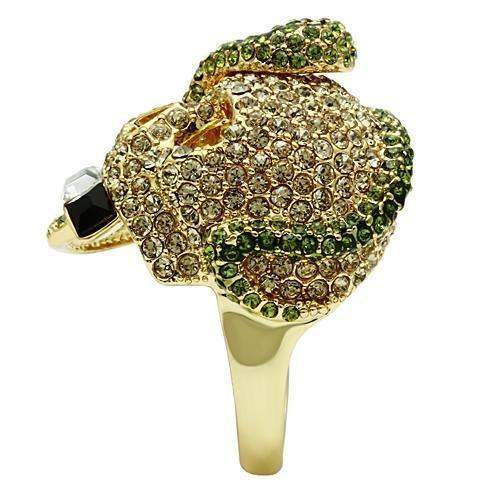 Alamode Gold White Metal Ring with Top Grade Crystal in Multi Color - Alamode - Flyclothing LLC
