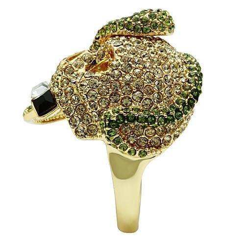 Alamode Gold White Metal Ring with Top Grade Crystal in Multi Color - Alamode - Flyclothing LLC